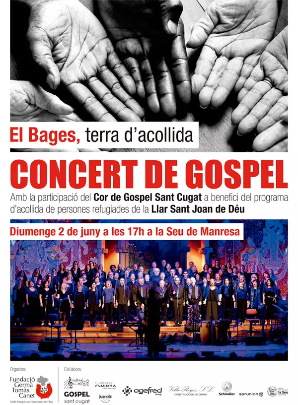 Poster del concert de Gospel a la Seu de Manresa a benefici de Sant Joan de Déu.